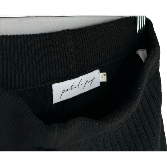 Petal and Pup High Rise Wide Leg Ribbed Pants Black Elastic Waist size S/M - Picture 3 of 4